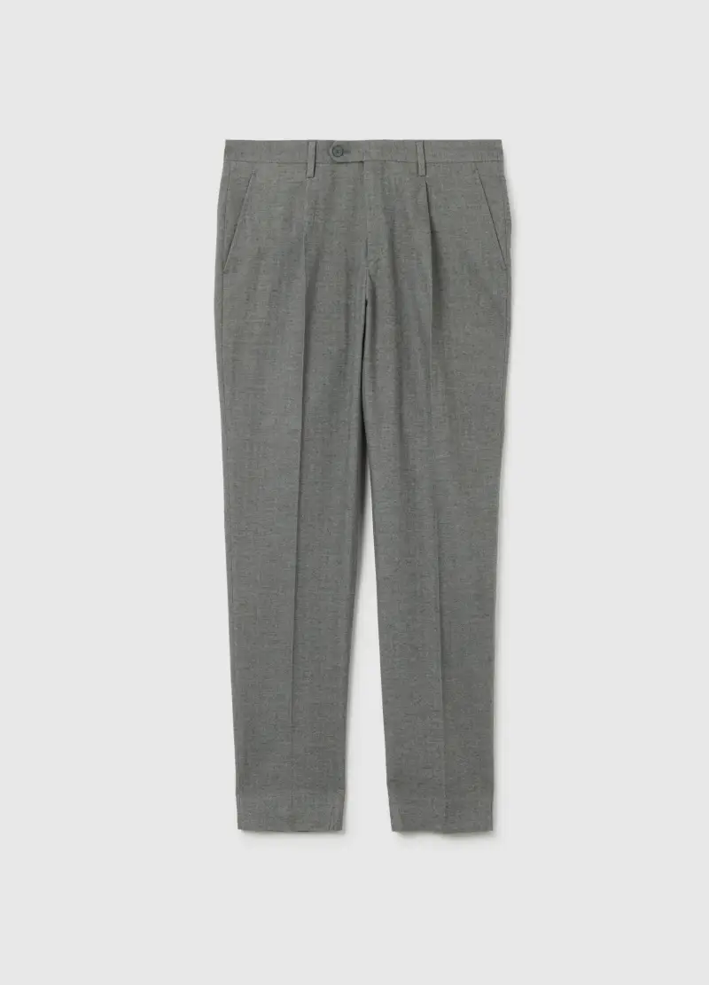 Pantaloni In Misto Cotone Grigi Slim Fit, Uomo, Grigio