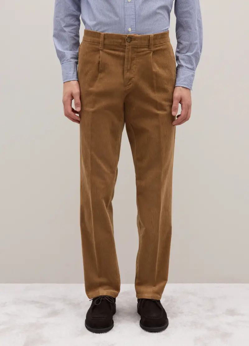 Pantaloni In Misto Cotone Marrone Regular Fit, Uomo, Marrone miniatura 2