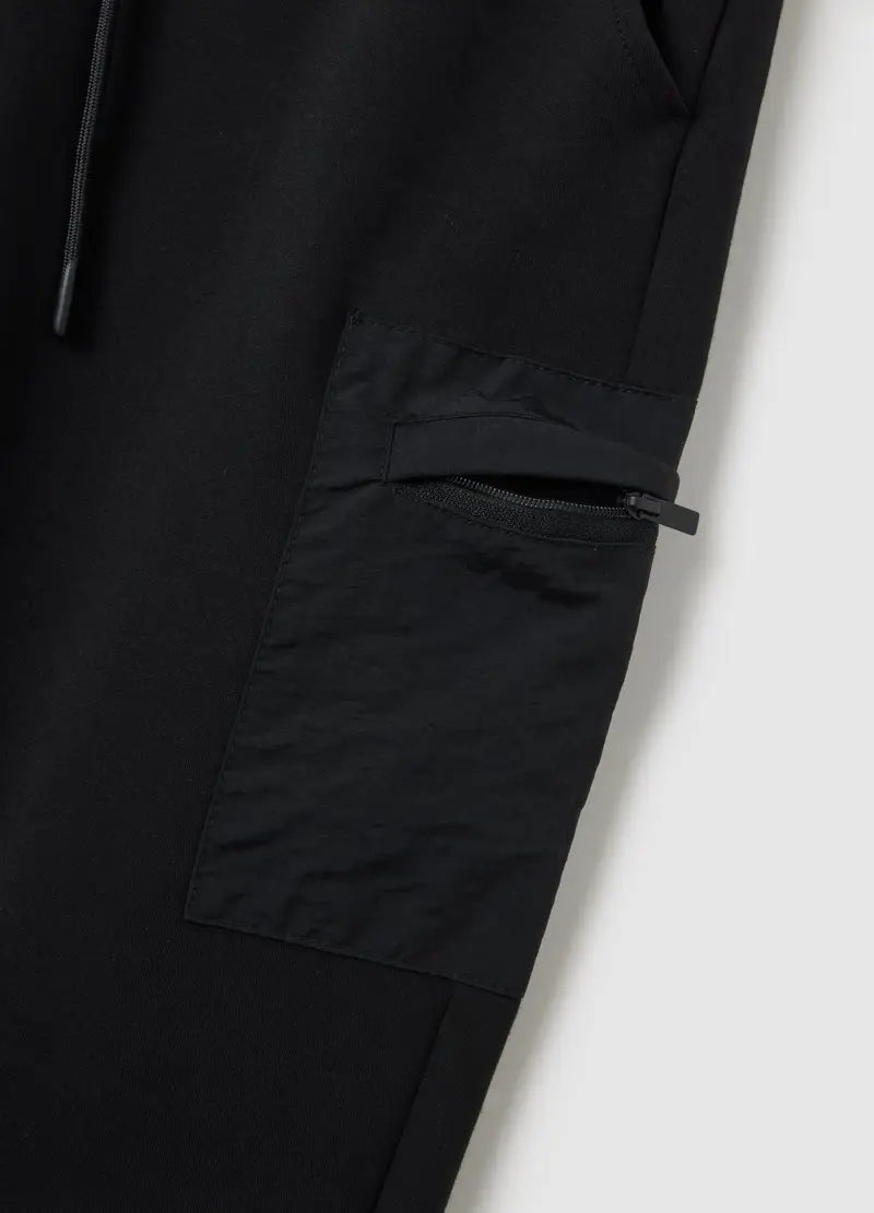 Pantaloni In Misto Cotone Nero Regular Fit, Uomo, Nero miniatura 2