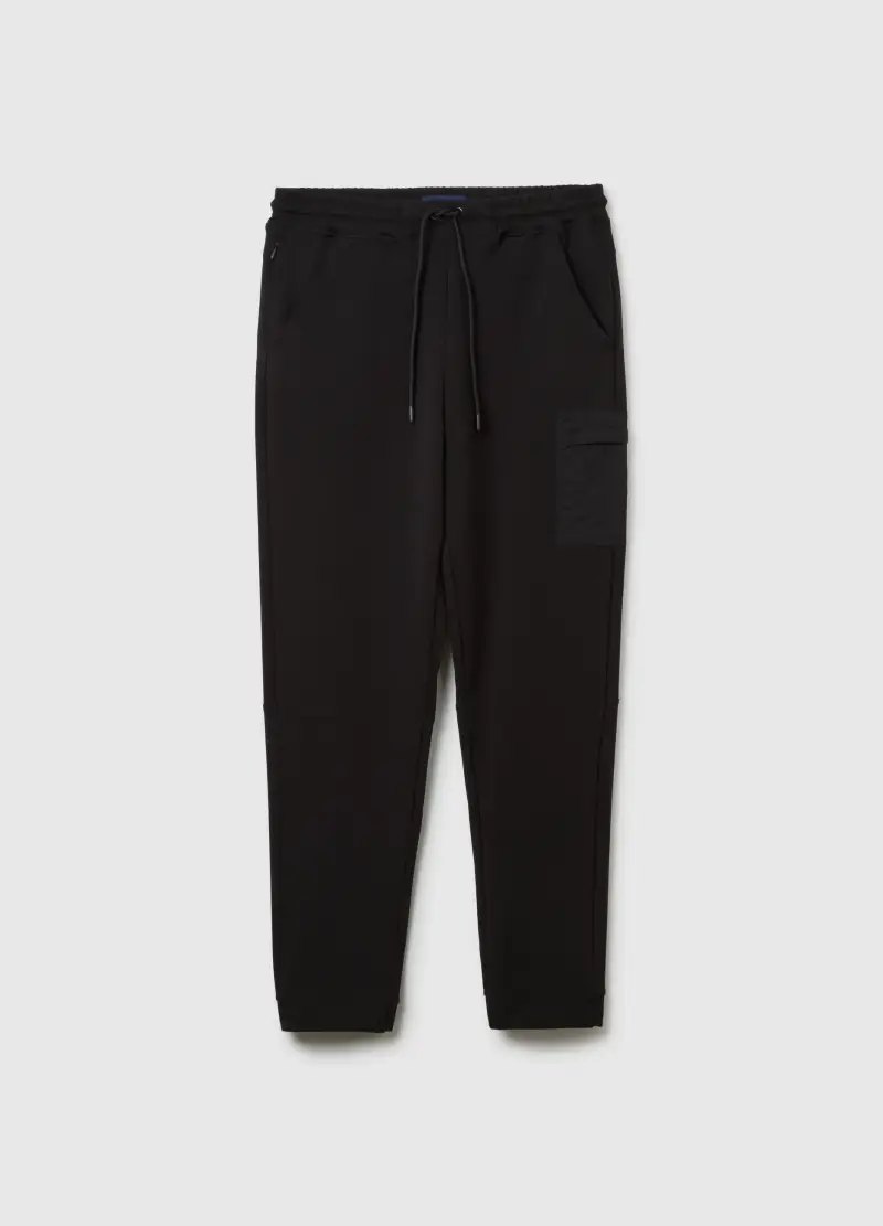 Pantaloni In Misto Cotone Nero Regular Fit, Uomo, Nero