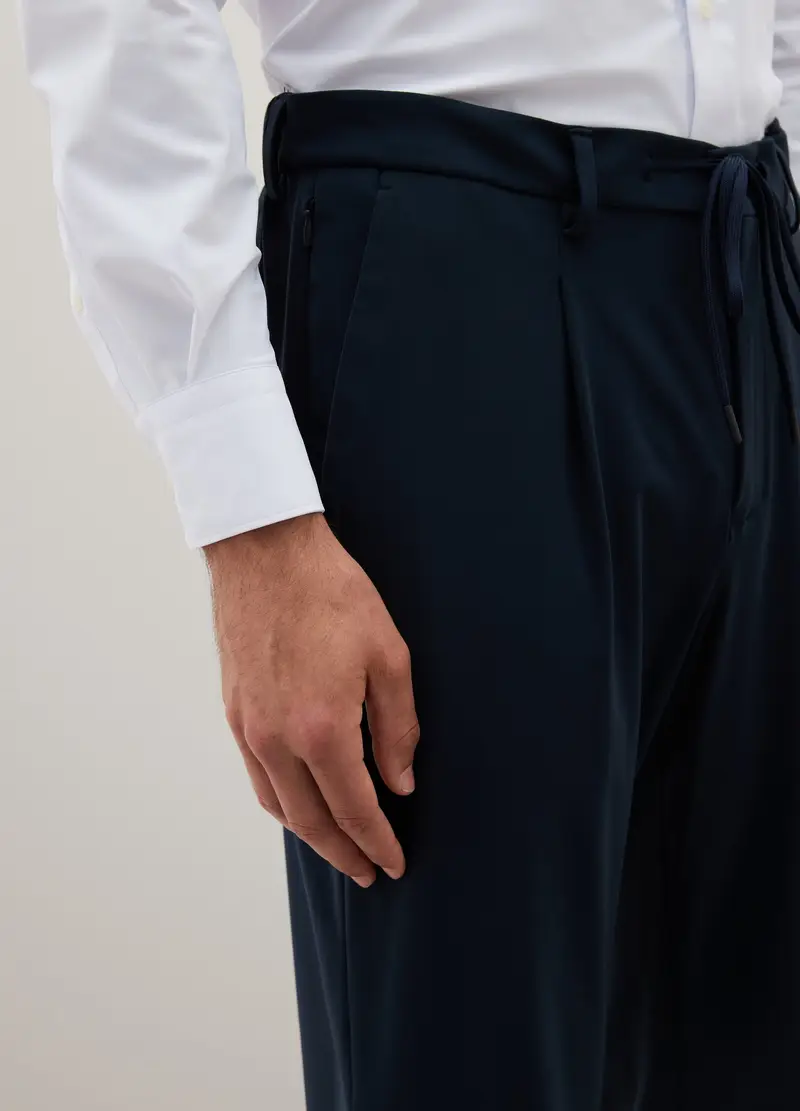 PIOMBO, Pantaloni In Tessuto Elasticizzato Blu Regular Fit, Uomo, Blu, Taglia: 50 miniatura 2