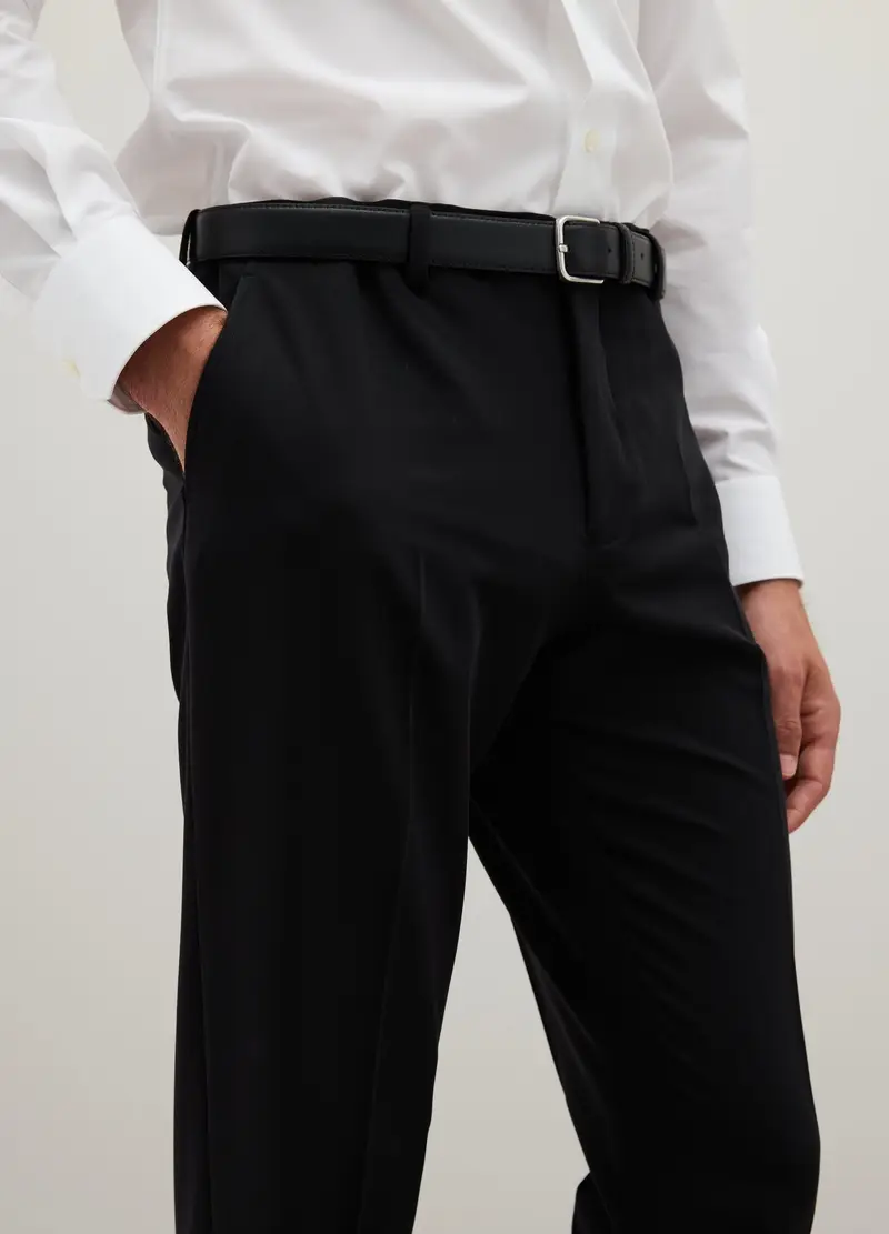 PIOMBO, Pantaloni In Tessuto Elasticizzato Neri Slim Fit, Uomo, Nero, Taglia: 46 miniatura 2