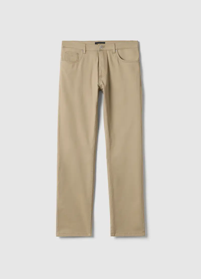 Pantaloni In Twill Elasticizzato Neri Regular Fit, Uomo, Nero