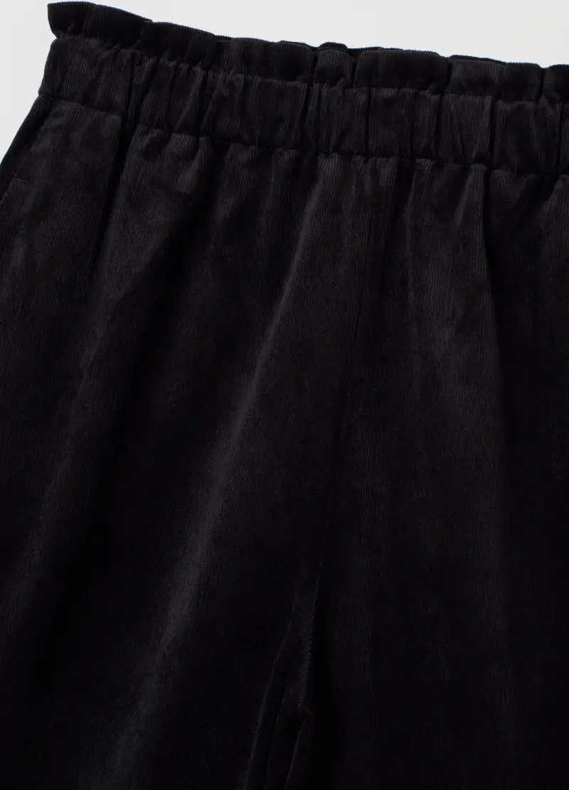 Pantaloni In Velluto Nero Regular Fit, Donna, Nero miniatura 2