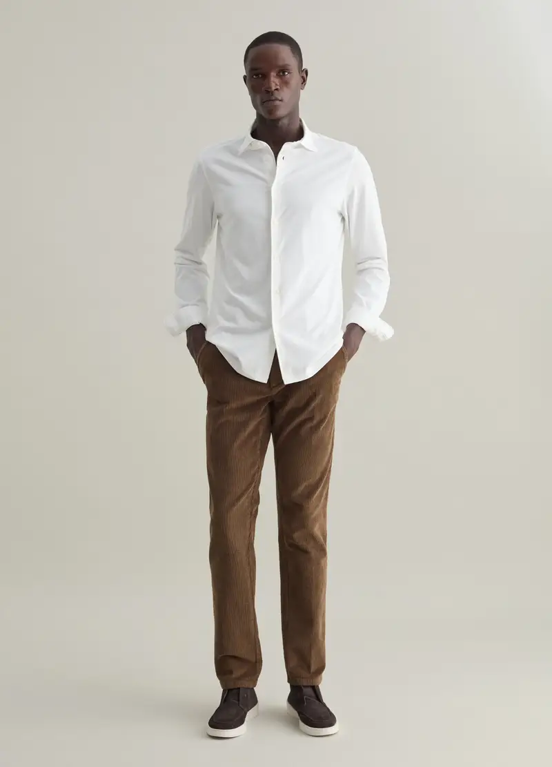 Pantaloni Marroni In Velluto A Coste Contemporary, Uomo, Marrone