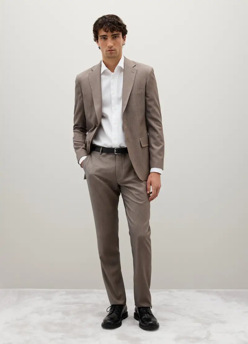 PIOMBO, Pantaloni Marroni Slim In Tessuto Elasticizzato, Uomo, Grigio, Taglia: 46