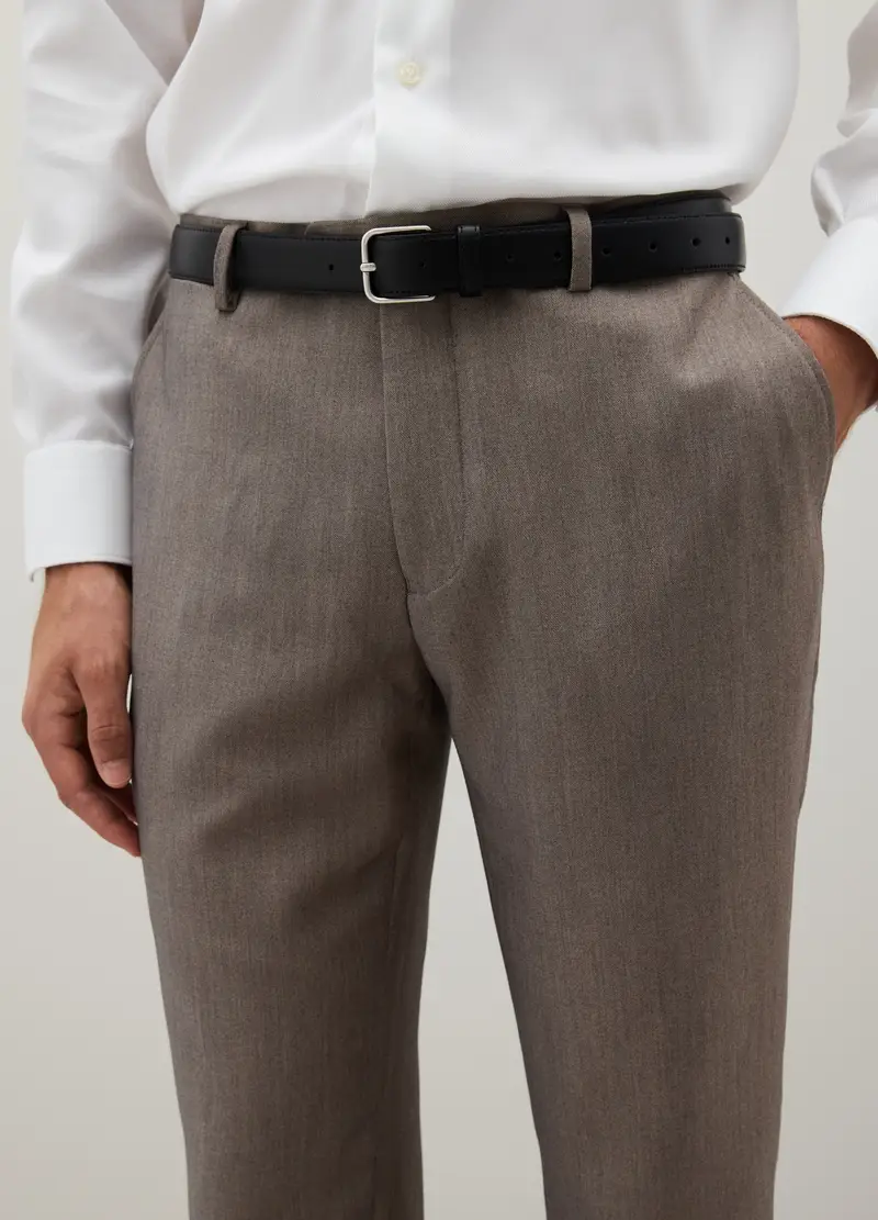 PIOMBO, Pantaloni Marroni Slim In Tessuto Elasticizzato, Uomo, Grigio, Taglia: 46 miniatura 2