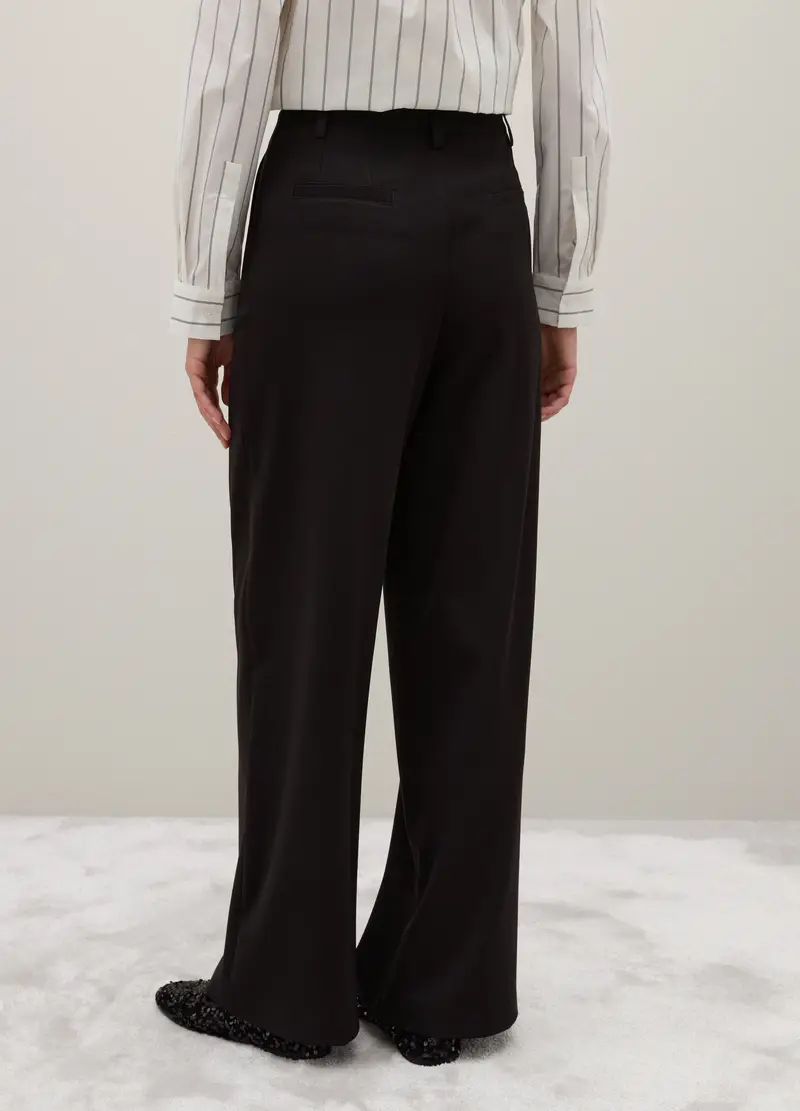 Pantaloni Neri Flare Con Bottoni, Donna, Nero miniatura 3