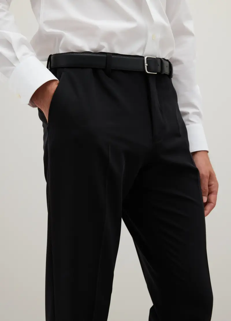 Pantaloni Neri In Misto Viscosa Slim Fit, Uomo, Nero miniatura 3