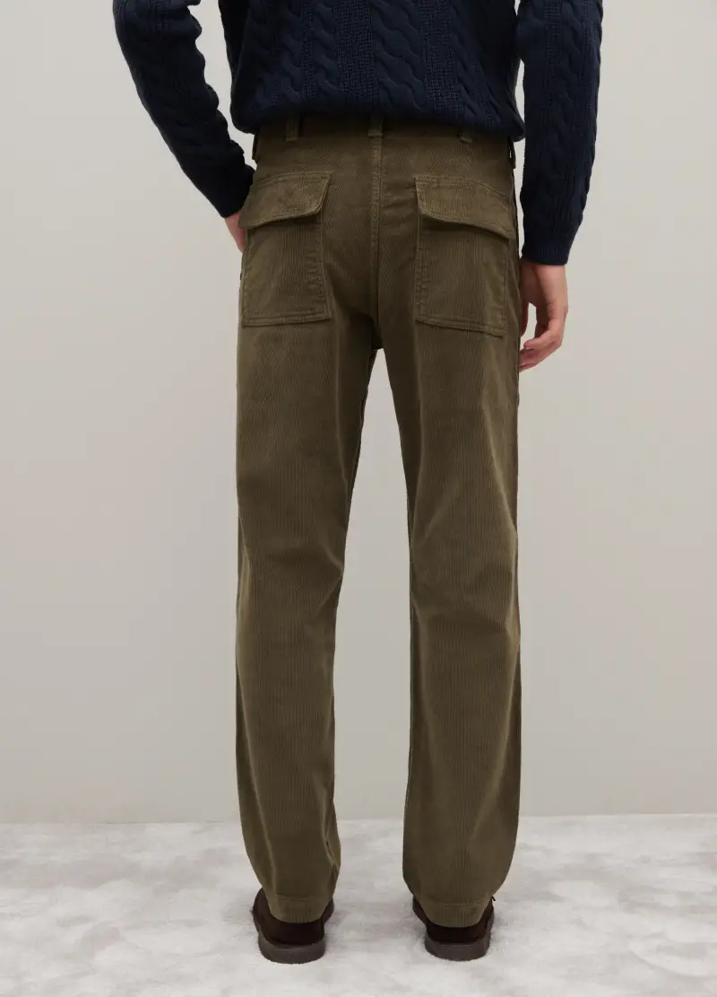 Pantaloni Verdi In Velluto A Coste, Uomo, Verde miniatura 3