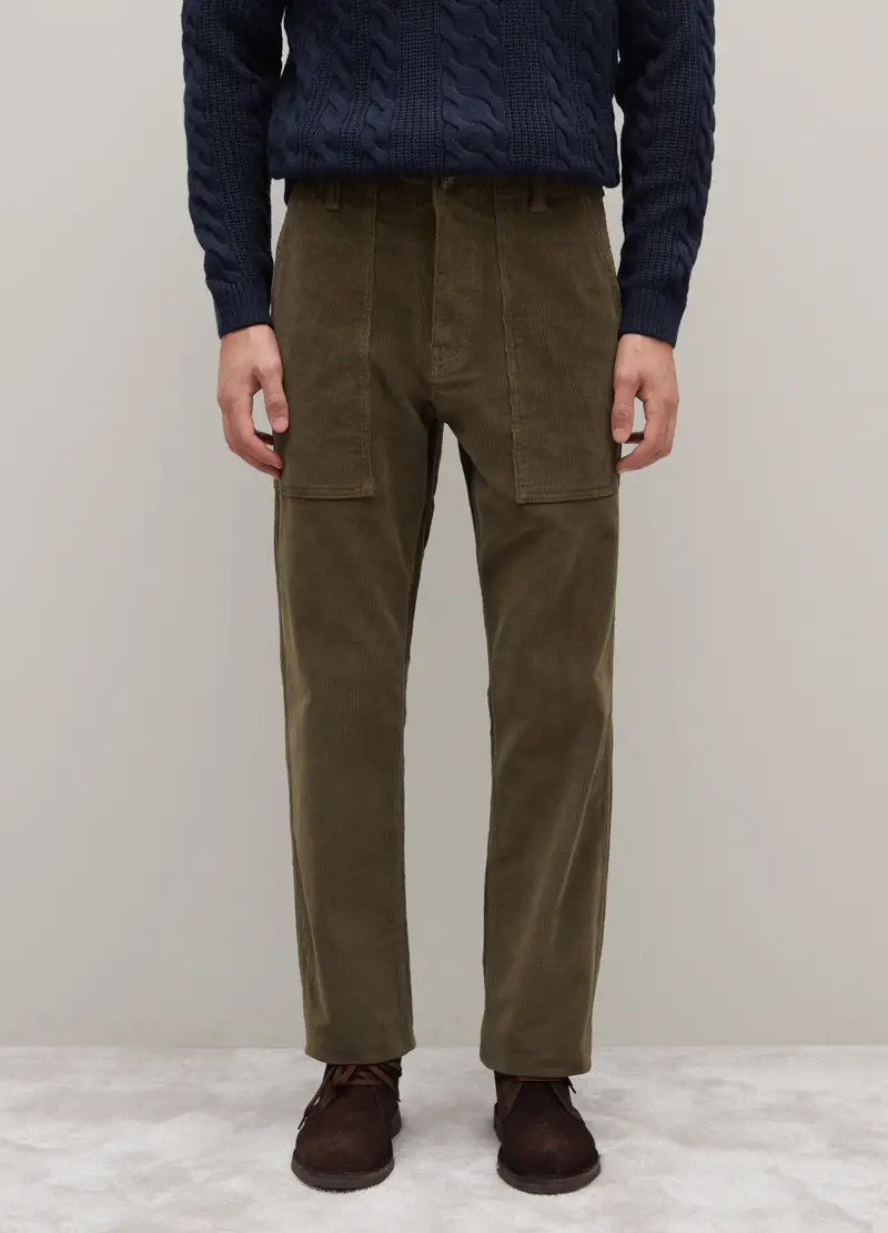 Pantaloni Verdi In Velluto A Coste, Uomo, Verde miniatura 2