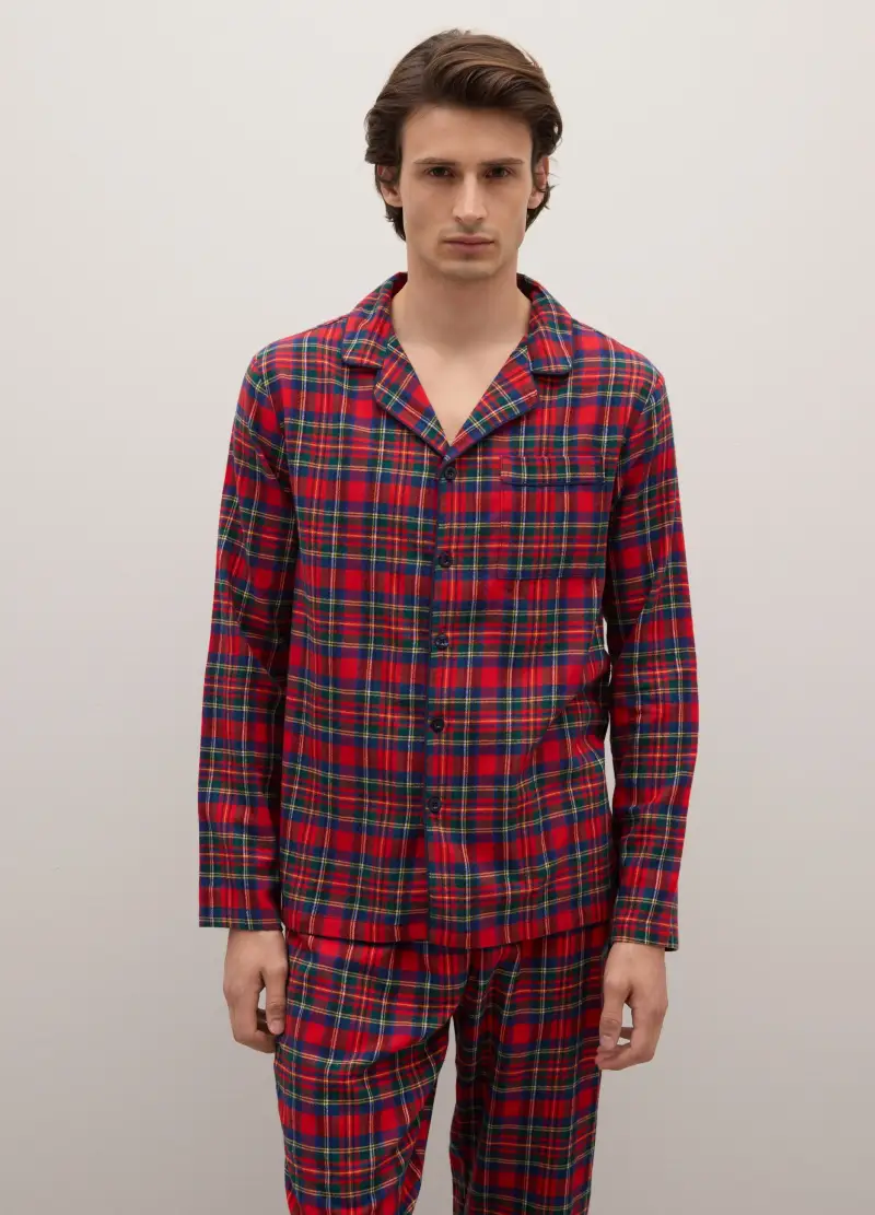 Pigiama In Puro Cotone Multicolor Regular Fit A Quadri, Uomo, Multicolor miniatura 2