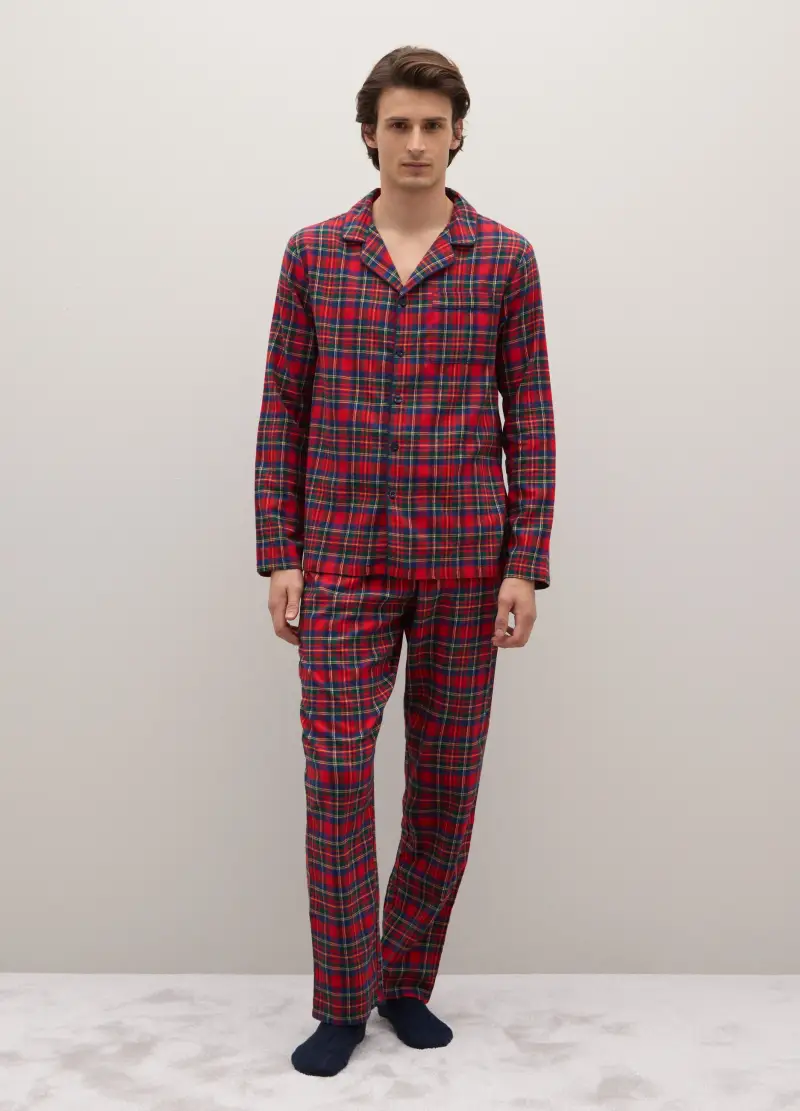 Pigiama In Puro Cotone Multicolor Regular Fit A Quadri, Uomo, Multicolor