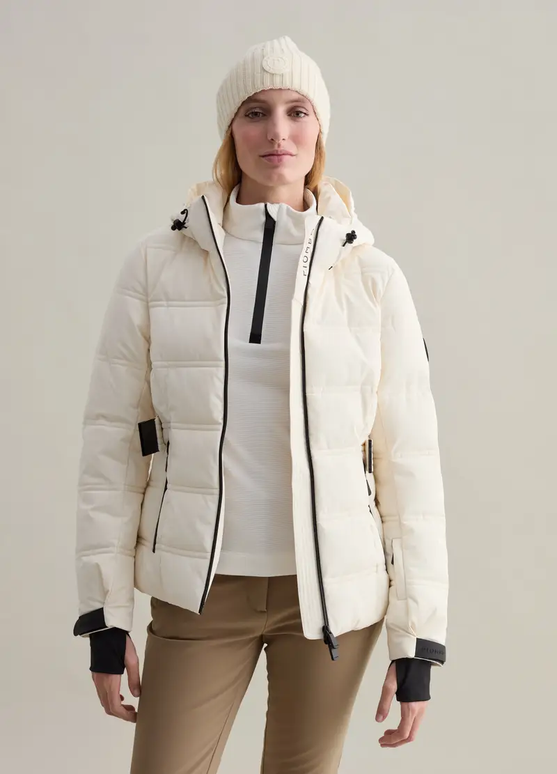Piumino Da Sci Trapuntato Con Cintura, Donna, Bianco miniatura 2
