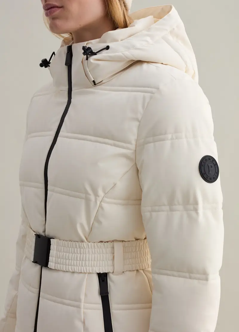 Piumino Da Sci Trapuntato Con Cintura, Donna, Bianco miniatura 3