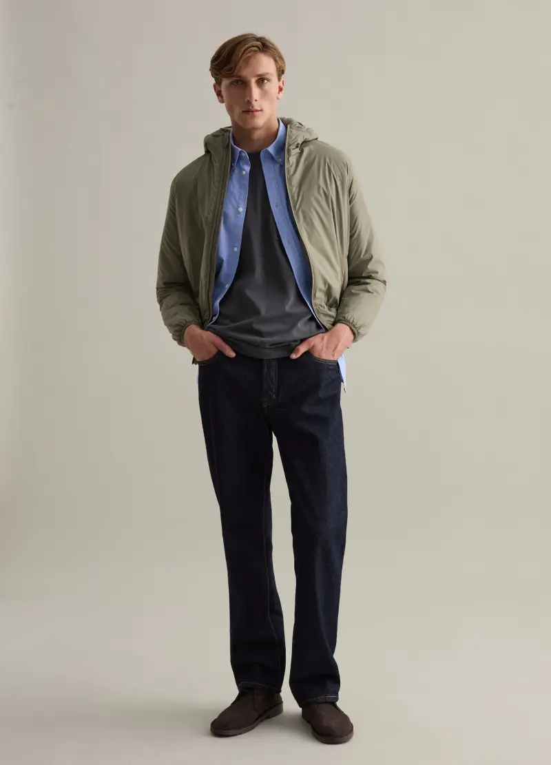 Piumino Full-zip Con Cappuccio, Uomo, Verde