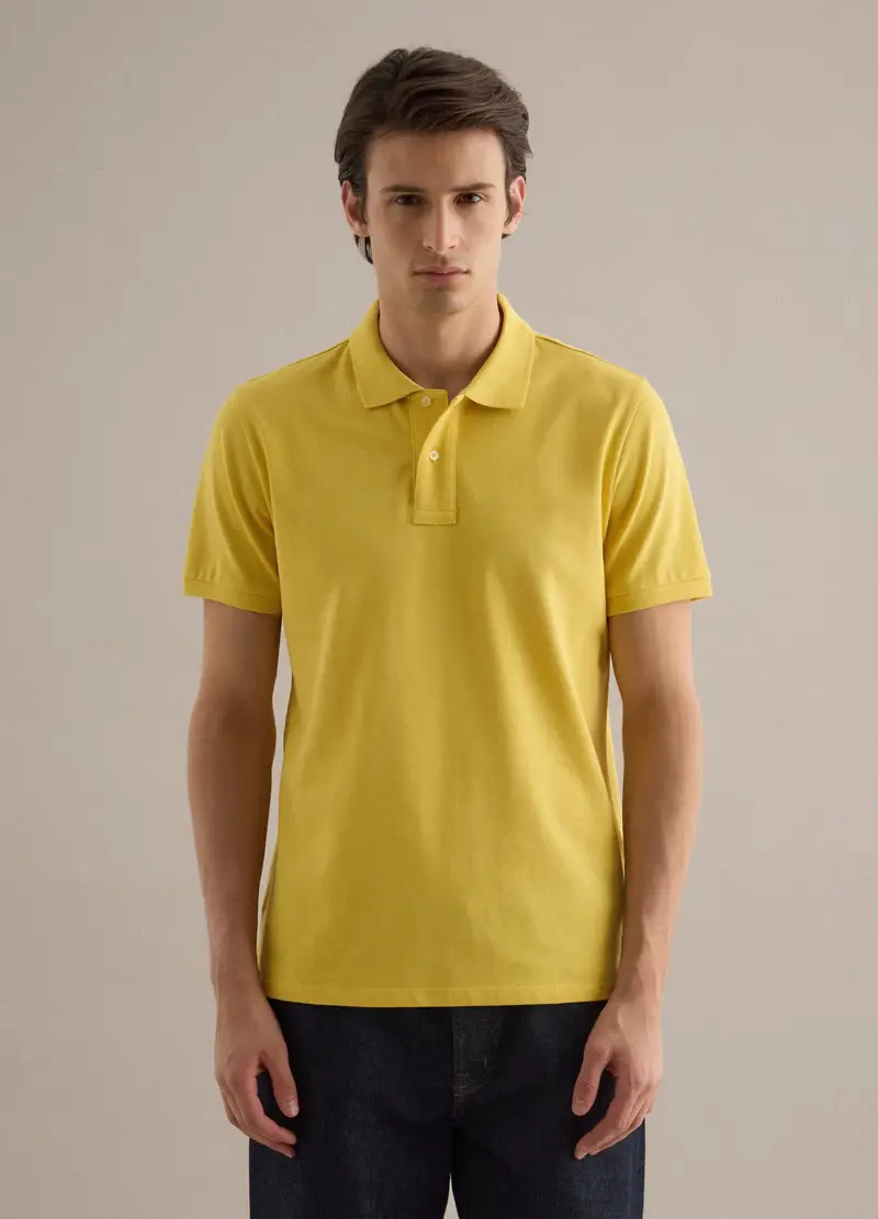 Polo A Maniche Corte In Puro Cotone Gialla Regular Fit, Uomo, Giallo