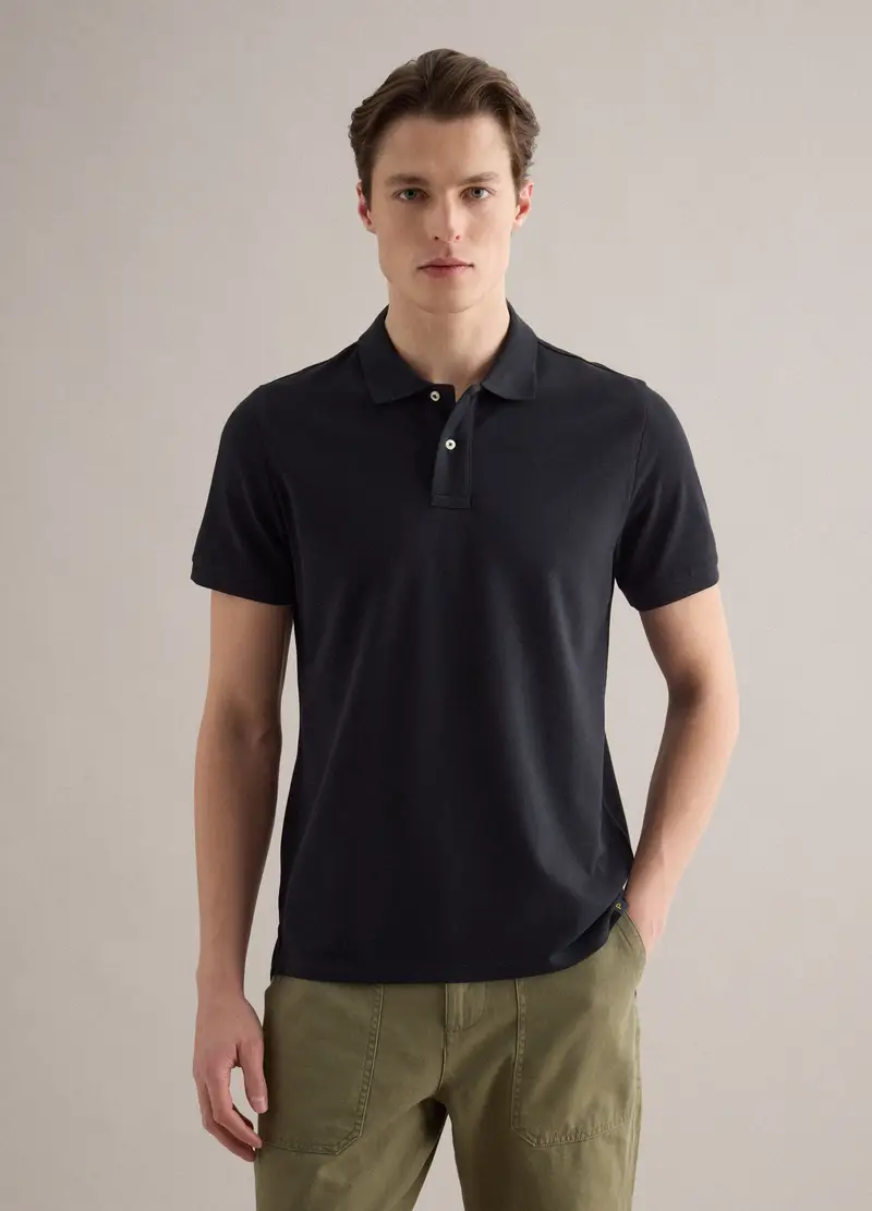 Polo A Maniche Corte In Puro Cotone Nero Regular Fit, Uomo, Nero