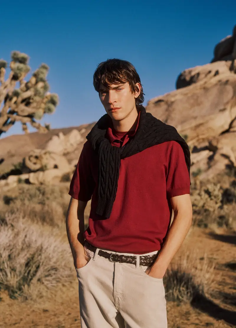 Polo In Misto Cotone, Lino E Seta Rossa Regular Fit, Uomo, Rosso