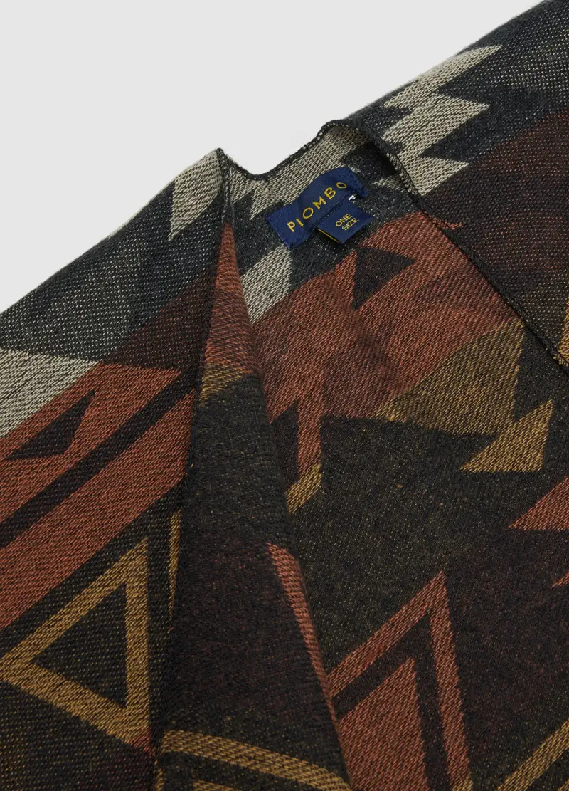 , Poncho Multicolor Con Frange, Donna, Multicolor miniatura 2