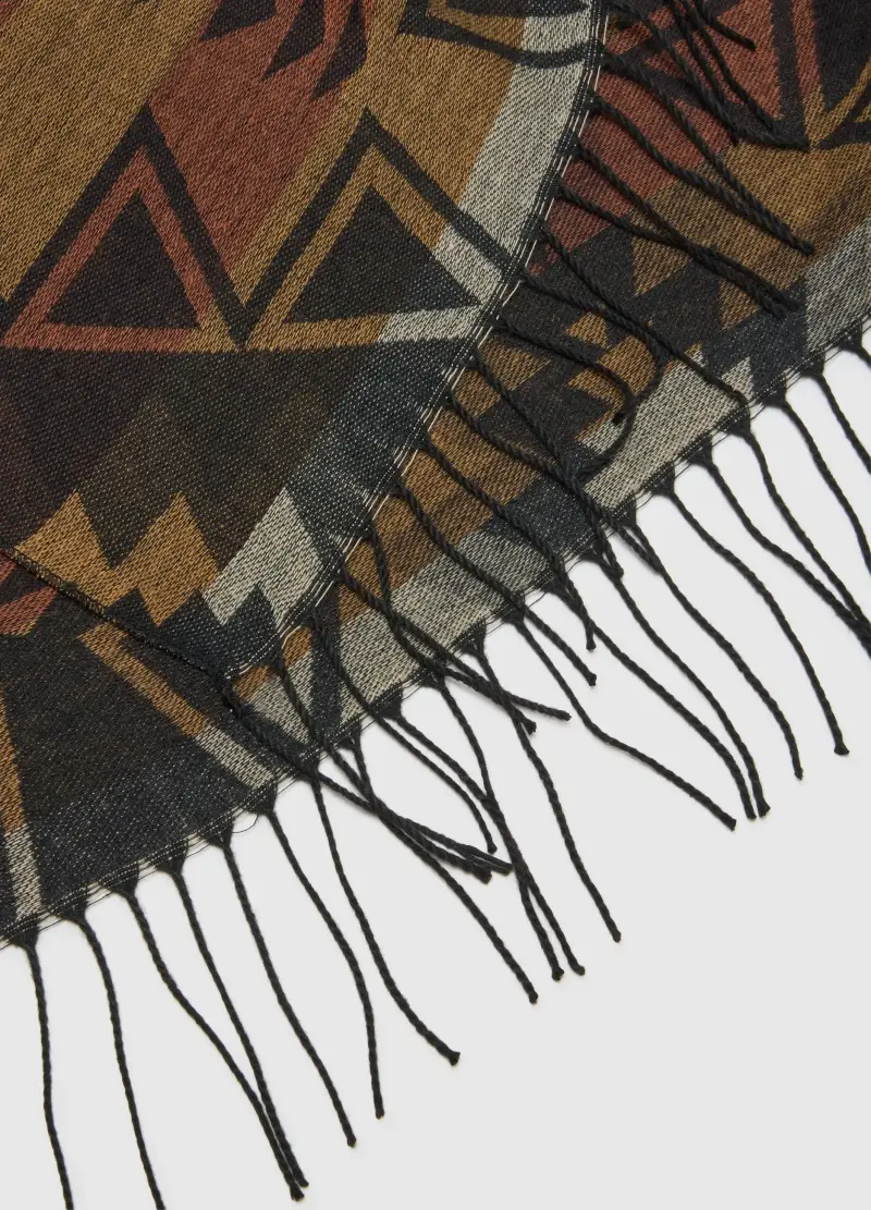 , Poncho Multicolor Con Frange, Donna, Multicolor miniatura 3