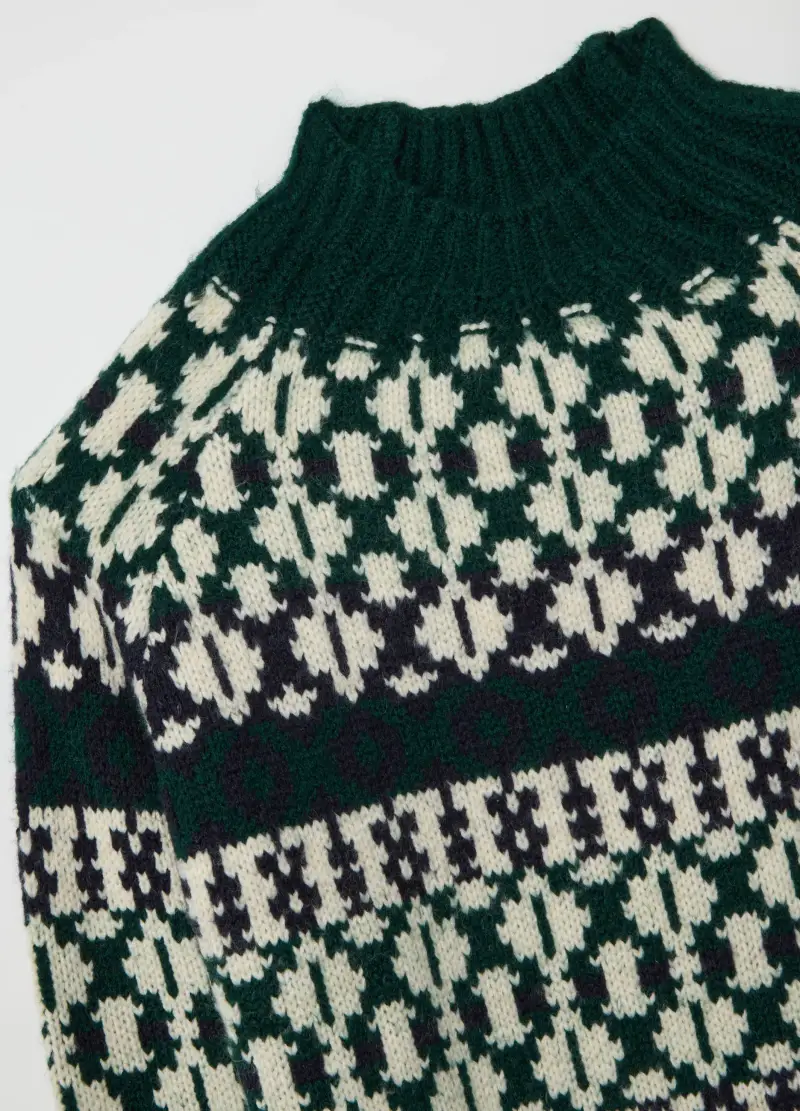 Pullover A Collo Alto Multicolor Regular Fit Con Motivo Geometrico, Uomo, Multicolor miniatura 2