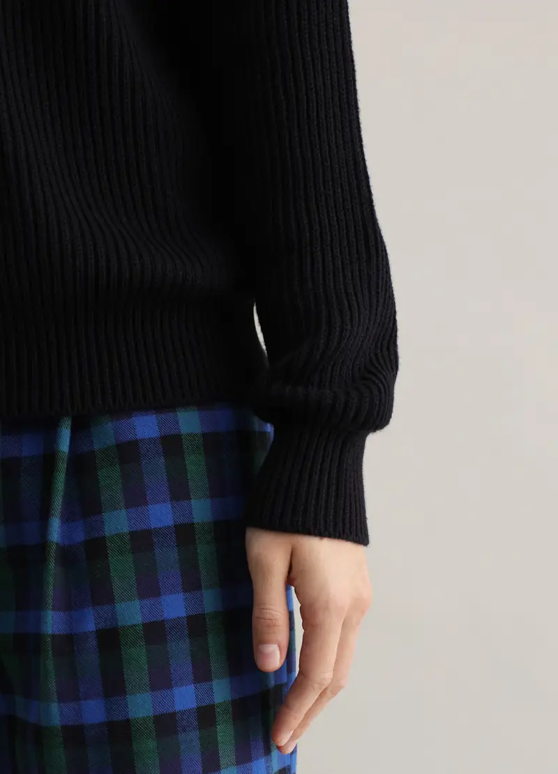 Pullover A Coste Inglesi, Donna, Nero miniatura 3