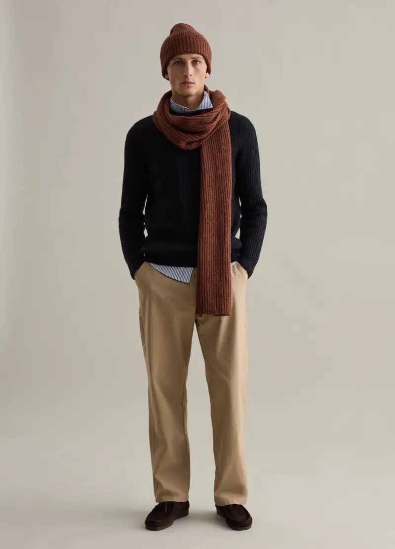 Pullover A Coste Tinta Unita, Uomo, Nero