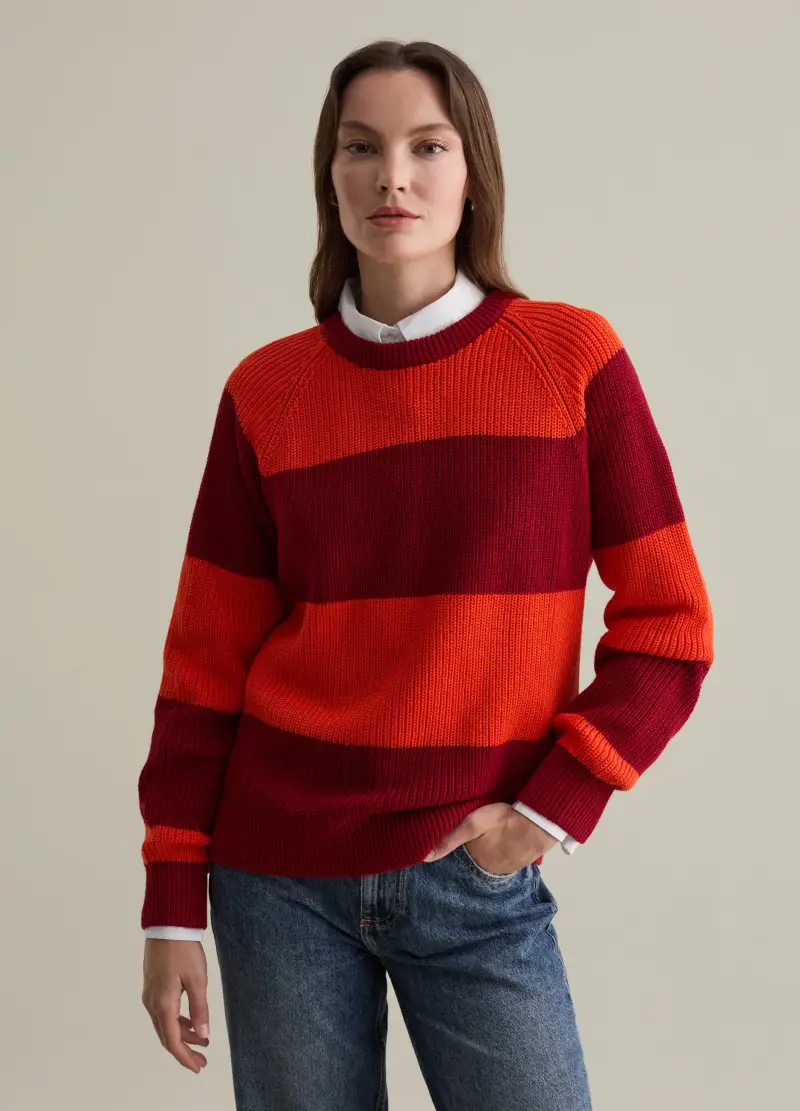 , Pullover A Righe Con Maniche Raglan, Donna, Multicolor miniatura 2