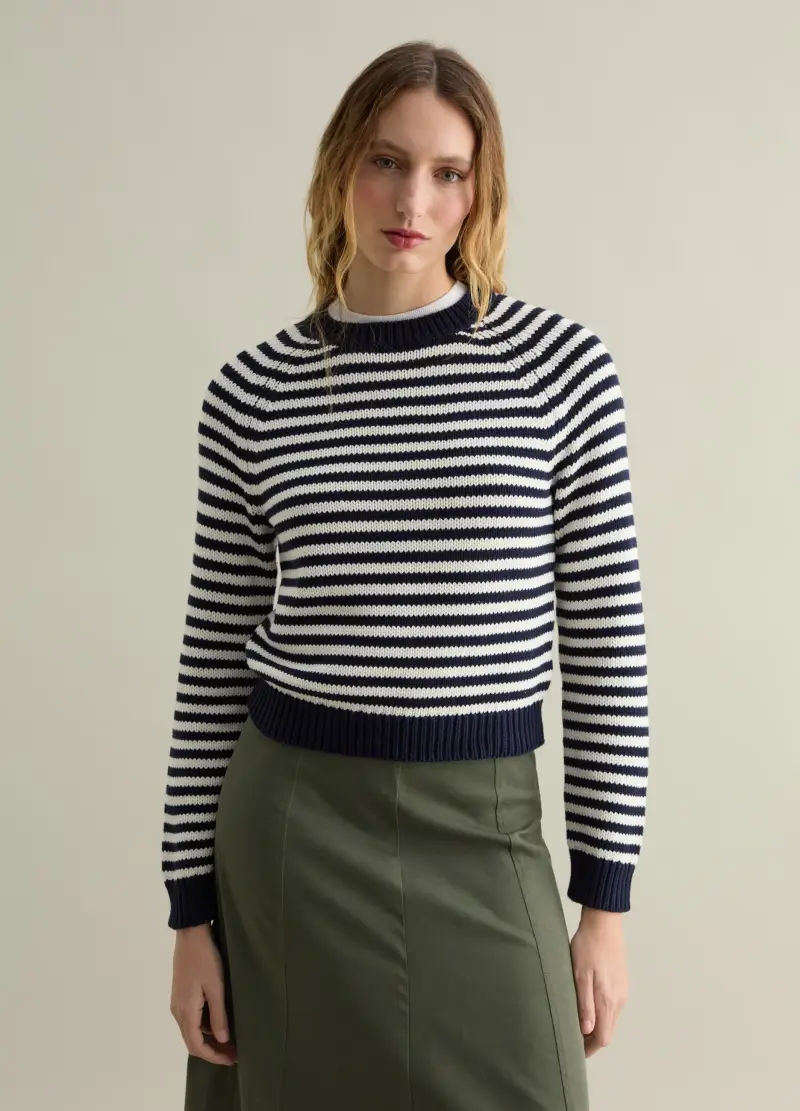 , Pullover A Righe Con Maniche Raglan, Donna, Multicolor miniatura 2