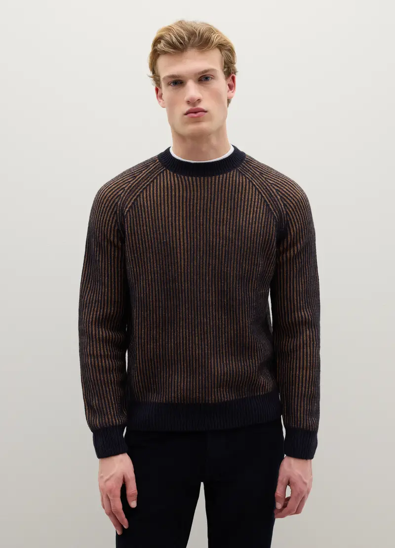 Pullover A Righe Multicolor In Misto Lana, Uomo, Multicolor miniatura 3