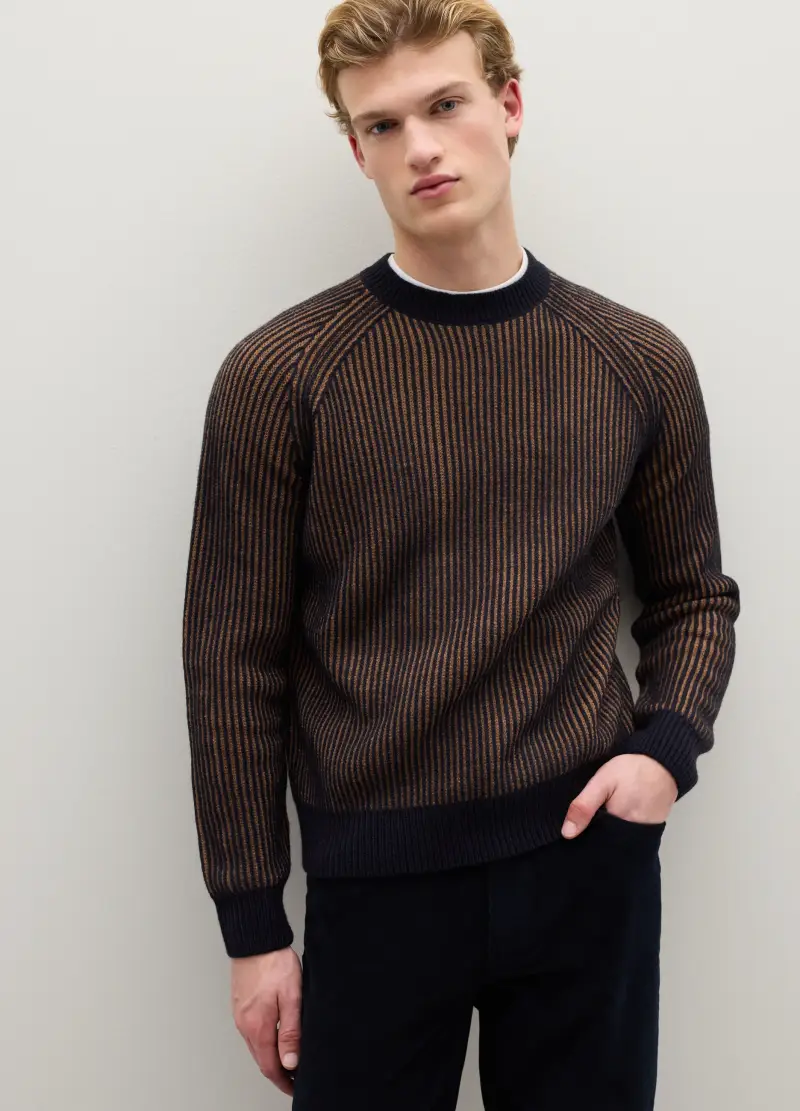 Pullover A Righe Multicolor In Misto Lana, Uomo, Multicolor