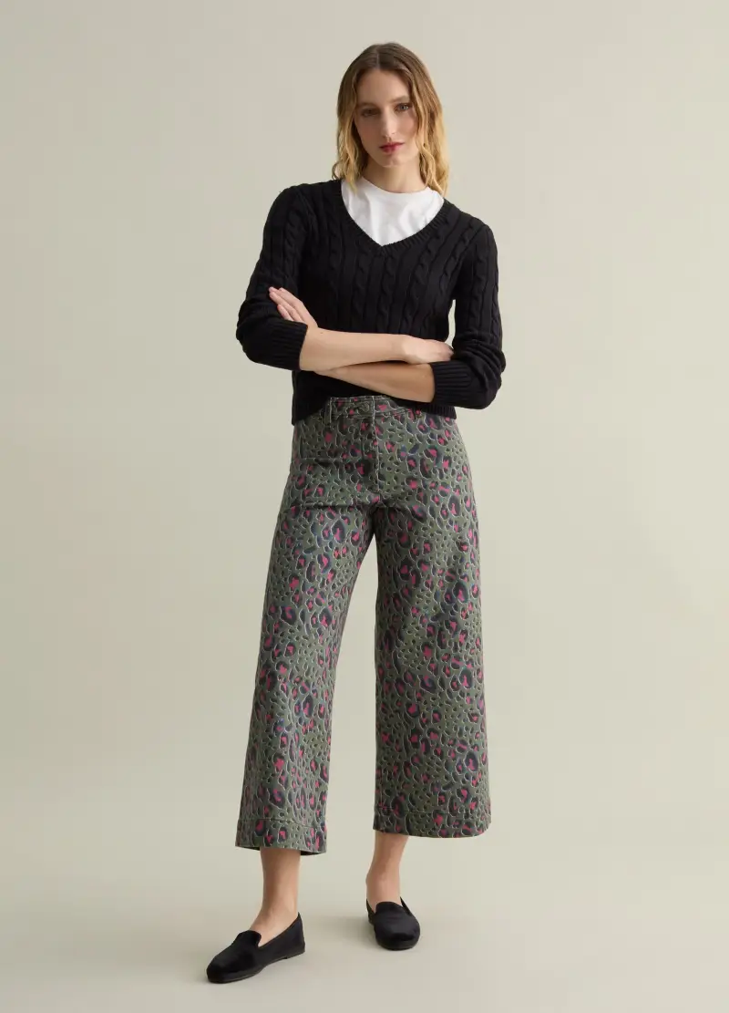 , Pullover A Trecce Con Scollo A V, Donna, Nero miniatura 2