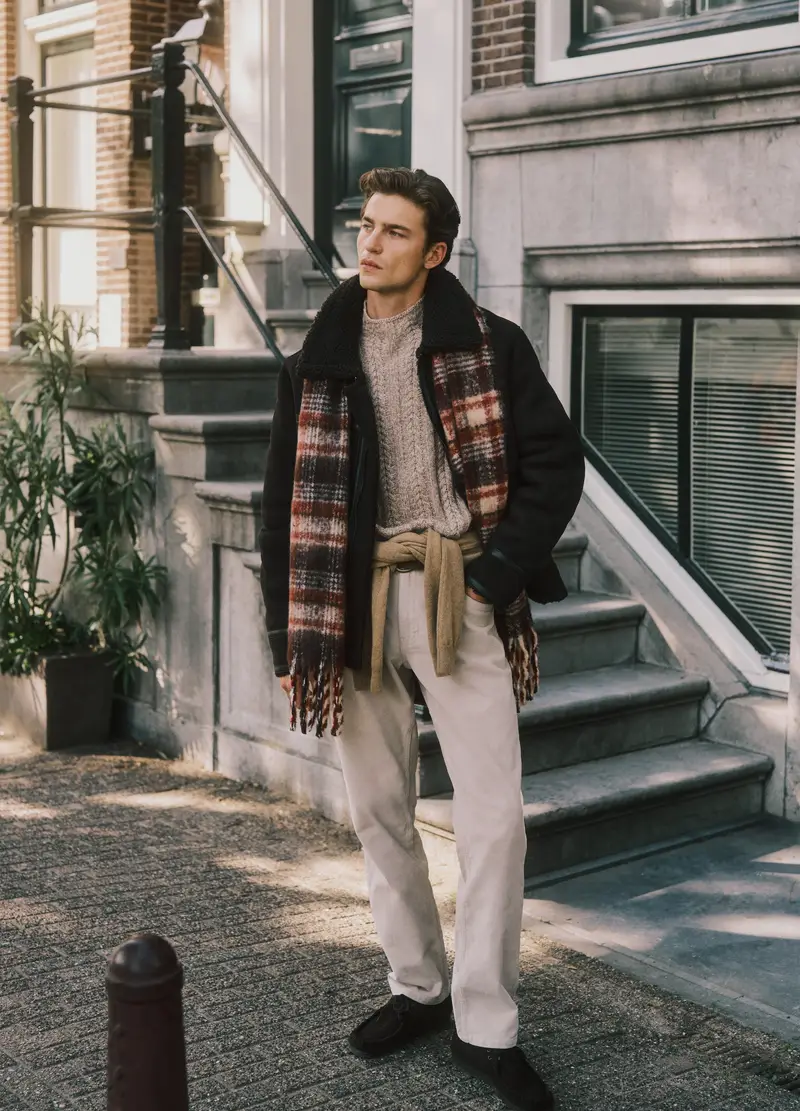 Pullover Beige Intrecciato Con Collo Alto In Misto Lana Regular Fit, Uomo, Beige