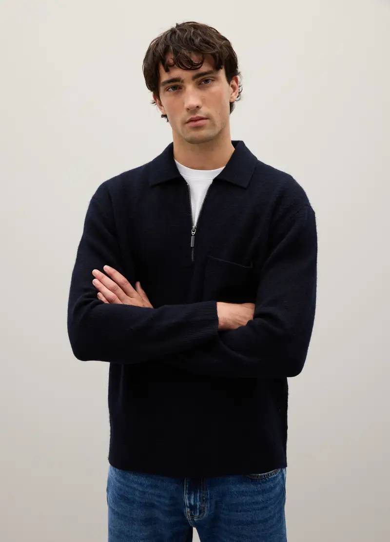 Pullover Blu Vestibilità Over, Uomo, Blu miniatura 2