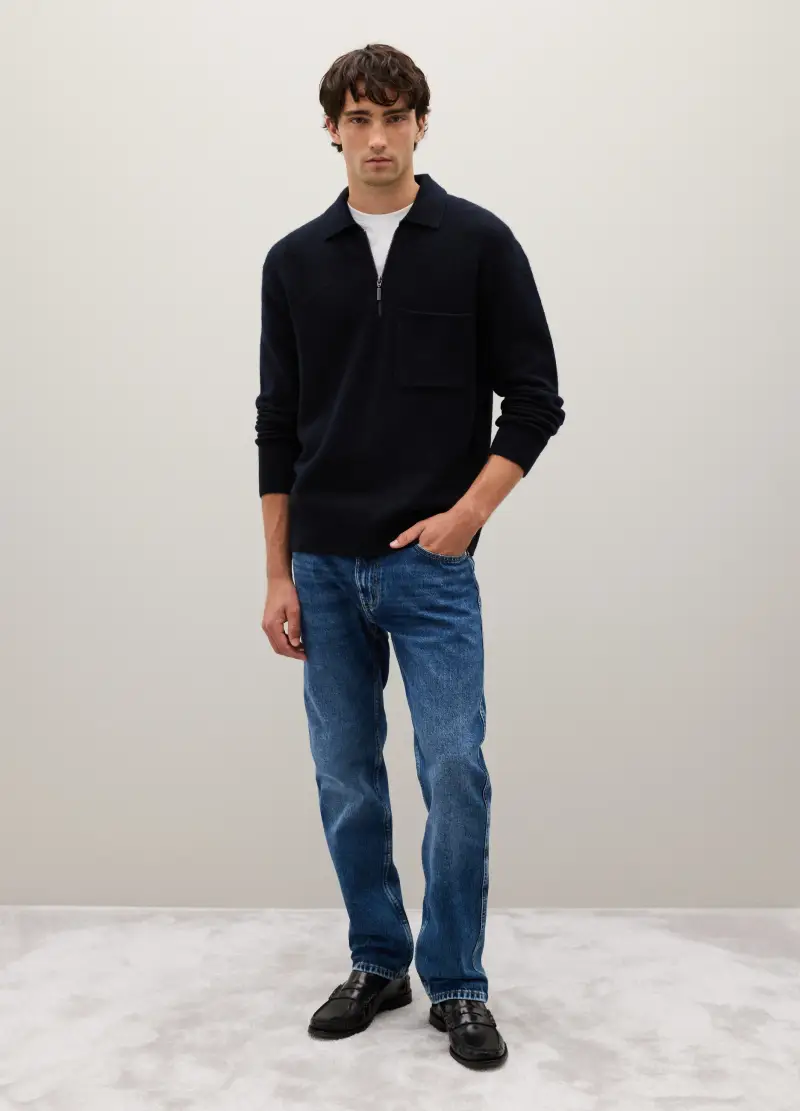 Pullover Blu Vestibilità Over, Uomo, Blu