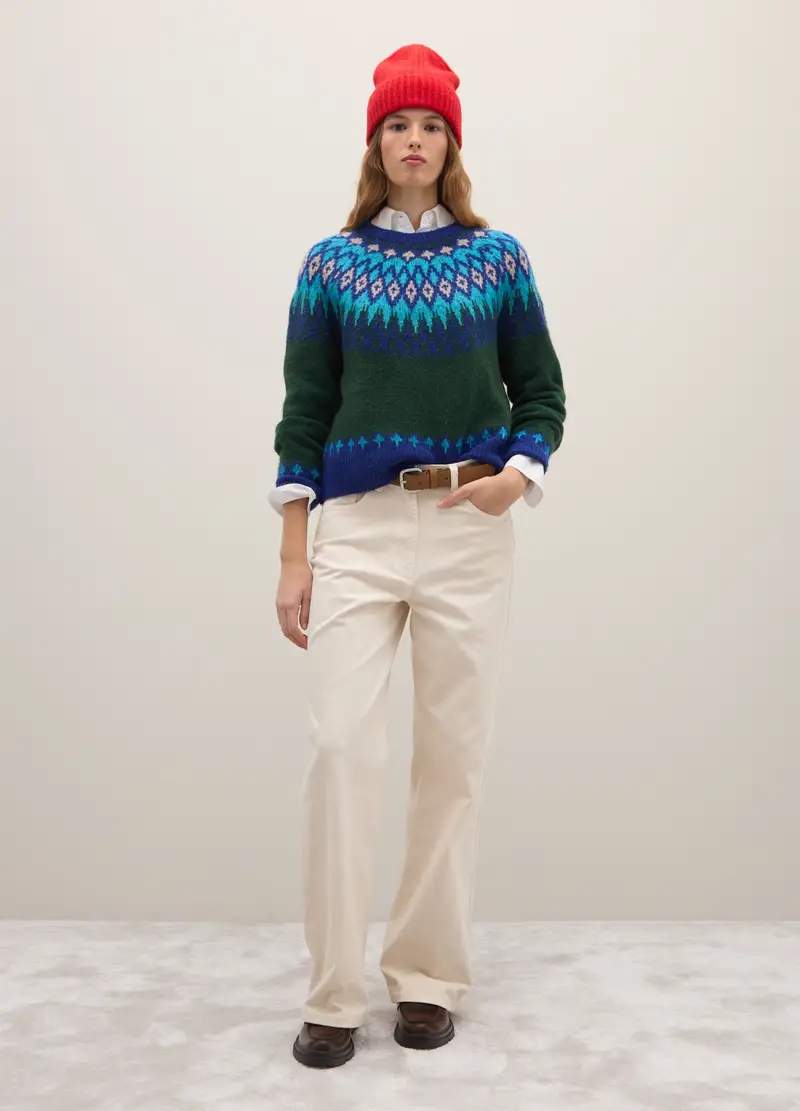 Pullover Con Motivo Jacquard Multicolor, Donna, Multicolor miniatura 2