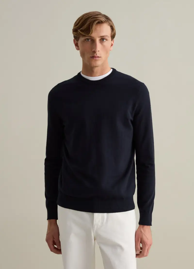 , Pullover Con Scollo Rotondo, Uomo, Blu miniatura 3