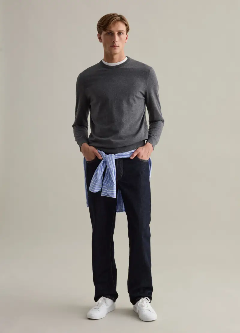 Pullover Con Scollo Rotondo, Uomo, Grigio