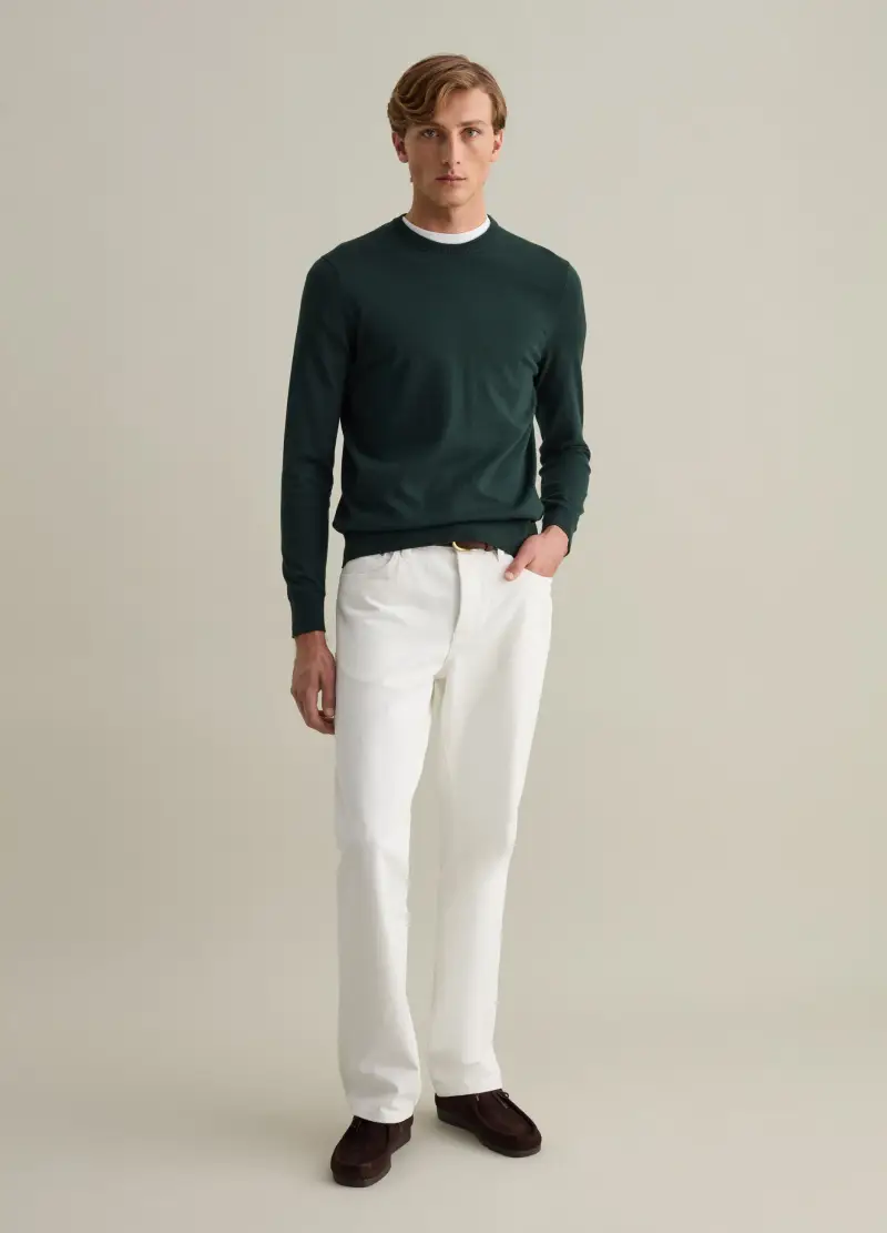 , Pullover Con Scollo Rotondo, Uomo, Verde miniatura 3