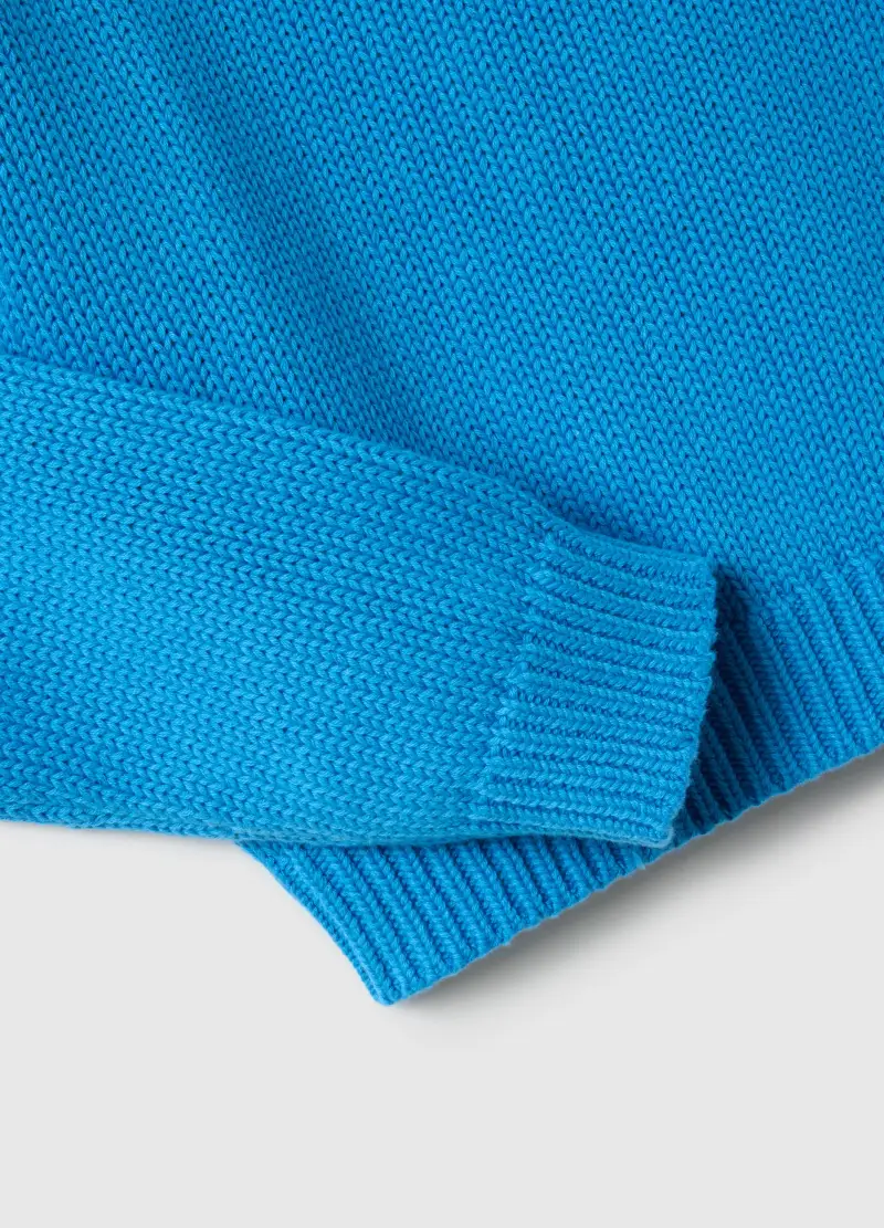 Pullover Girocollo Blu In Puro Cotone Regular Fit, Donna, Blu miniatura 2