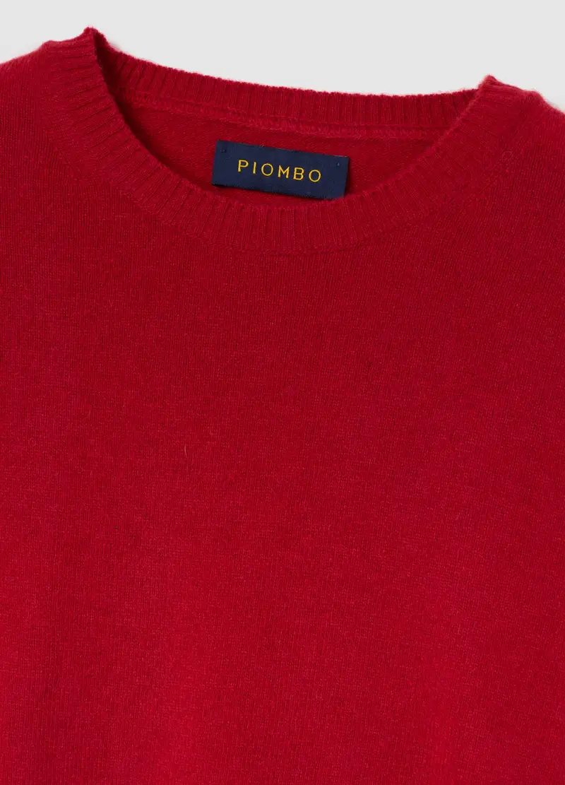 Pullover Girocollo Rosso In Pura Lana D'agnello Regular Fit, Uomo, Rosso miniatura 2