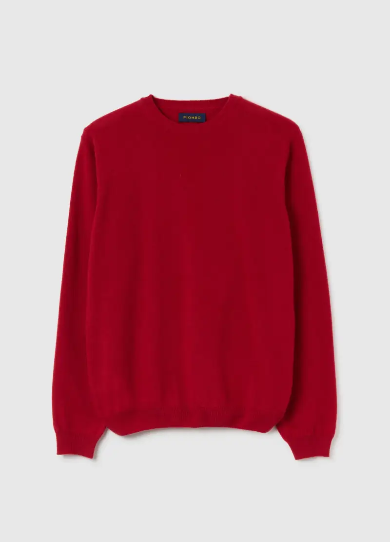 Pullover Girocollo Rosso In Pura Lana D'agnello Regular Fit, Uomo, Rosso