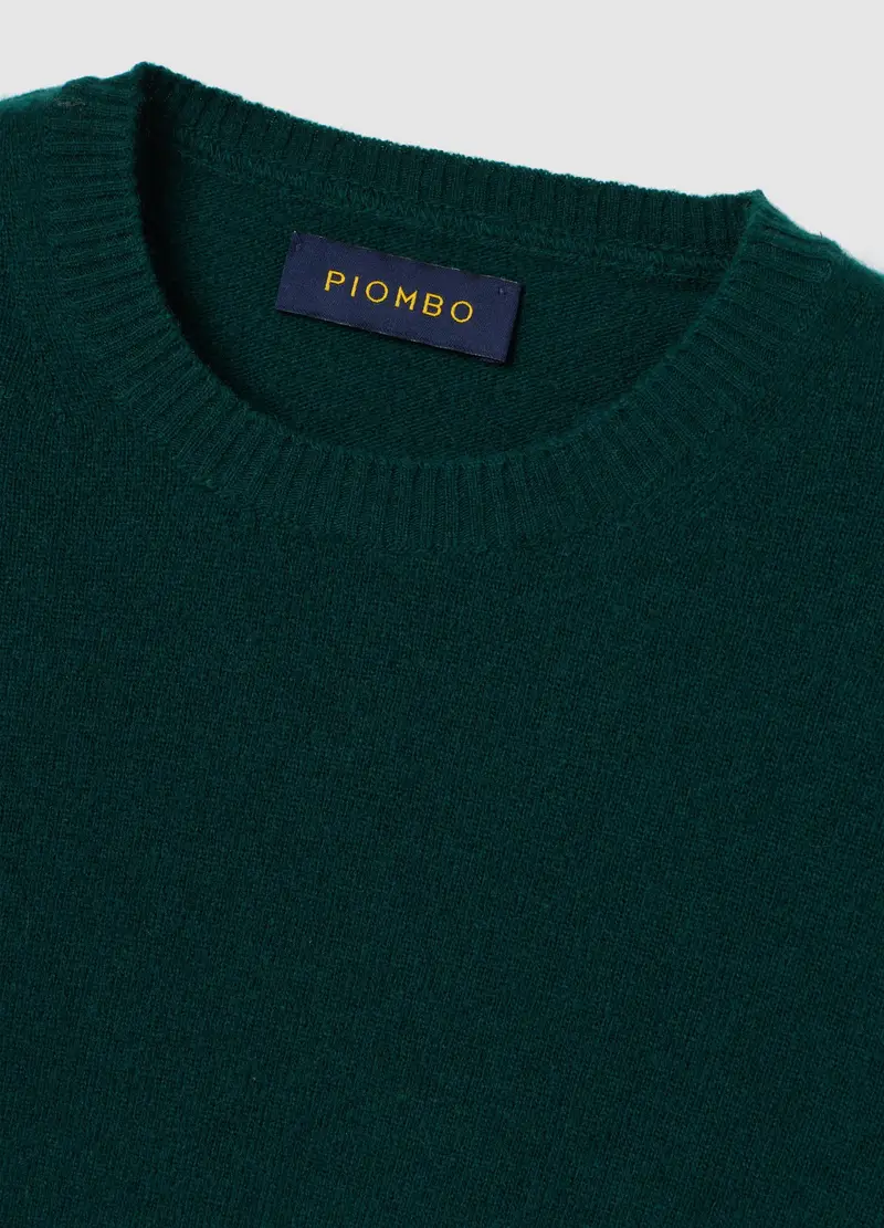 Pullover In Pura Lana D'agnello Verde Regular Fit, Uomo, Verde miniatura 2
