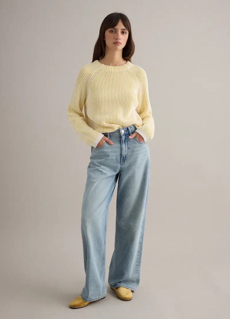 , Pullover In Puro Cotone A Righe Multicolor Regular Fit, Donna, Multicolor miniatura 2