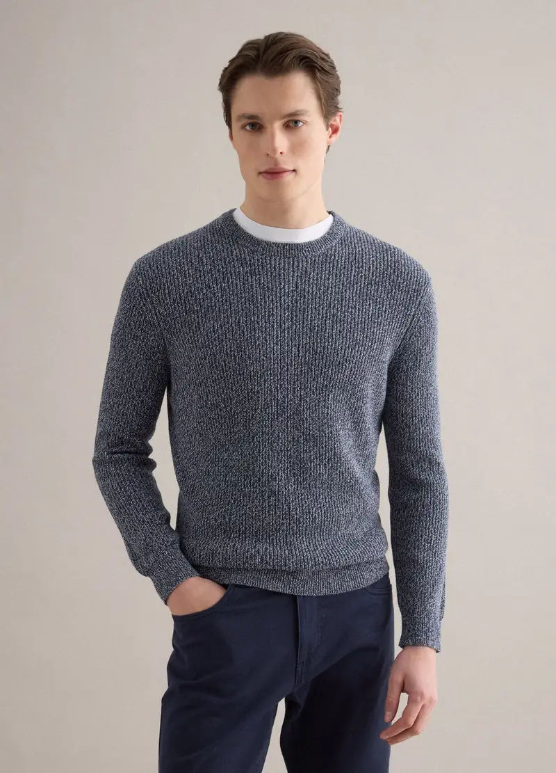 Pullover In Puro Cotone, Uomo, Nero