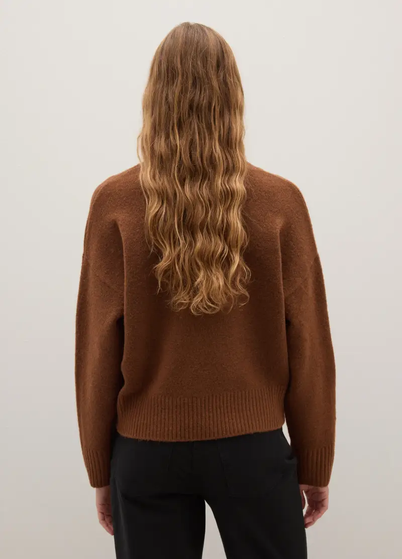 Pullover Marrone Regular Fit Con Scollo Rotondo, Donna, Marrone miniatura 3