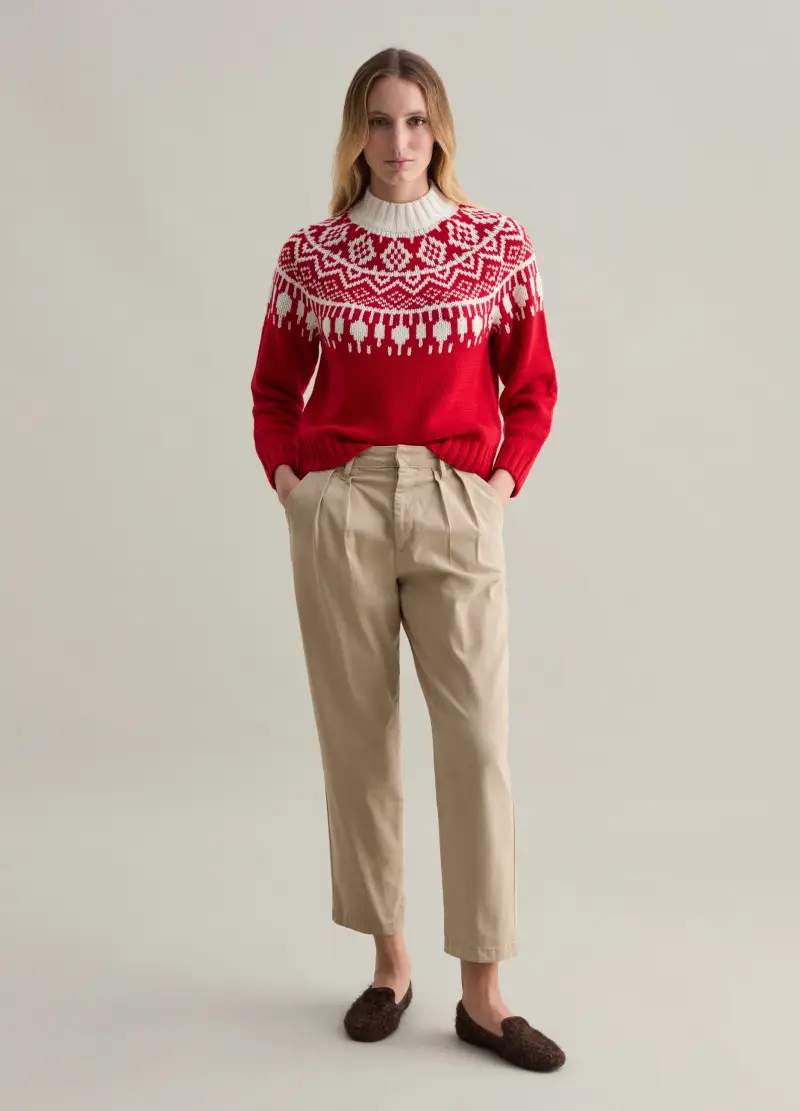 Pullover Mock Neck Con Disegno Norvegese, Donna, Multicolor