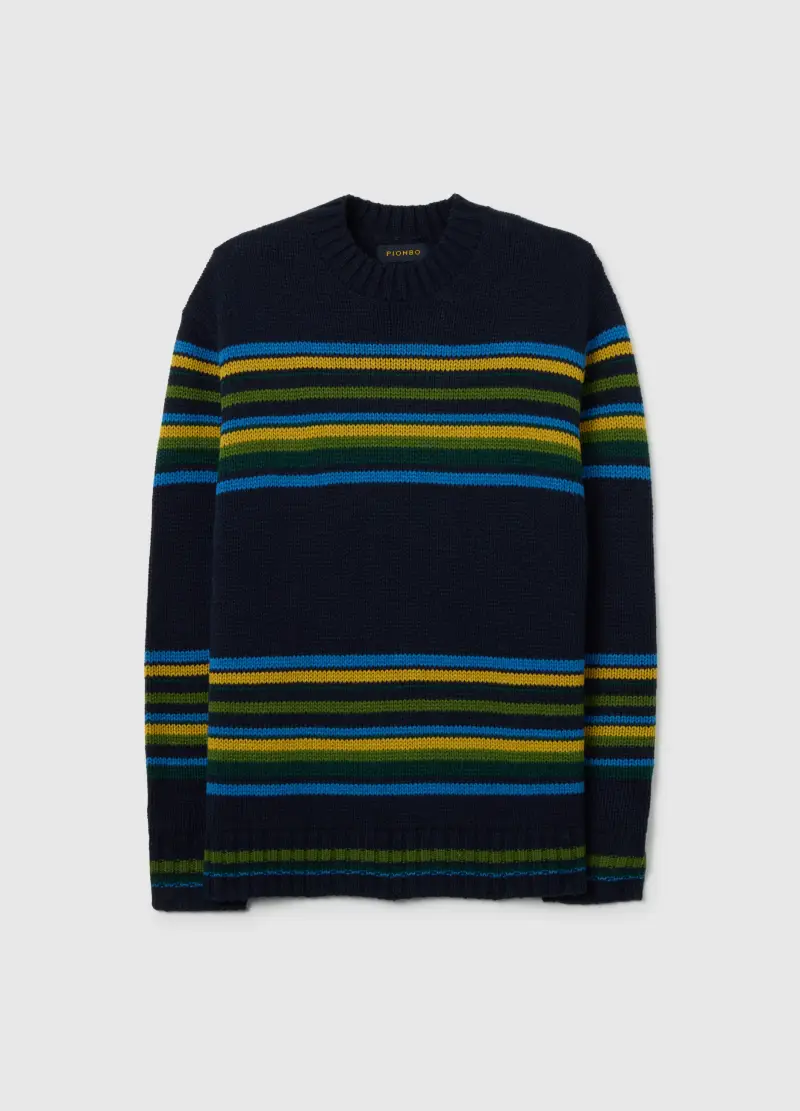 Pullover Multicolor A Righe In Jacquard Regular Fit, Uomo, Multicolor