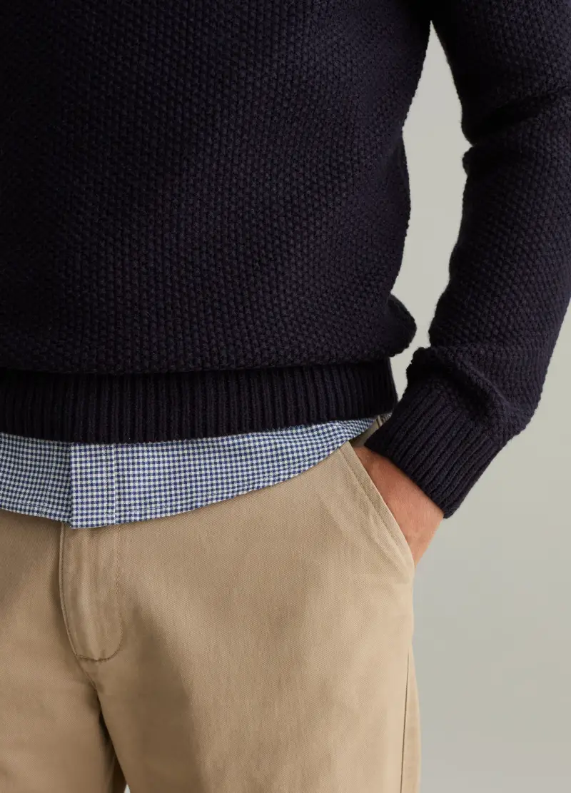 , Pullover Tricot A Collo Alto, Uomo, Blu miniatura 3